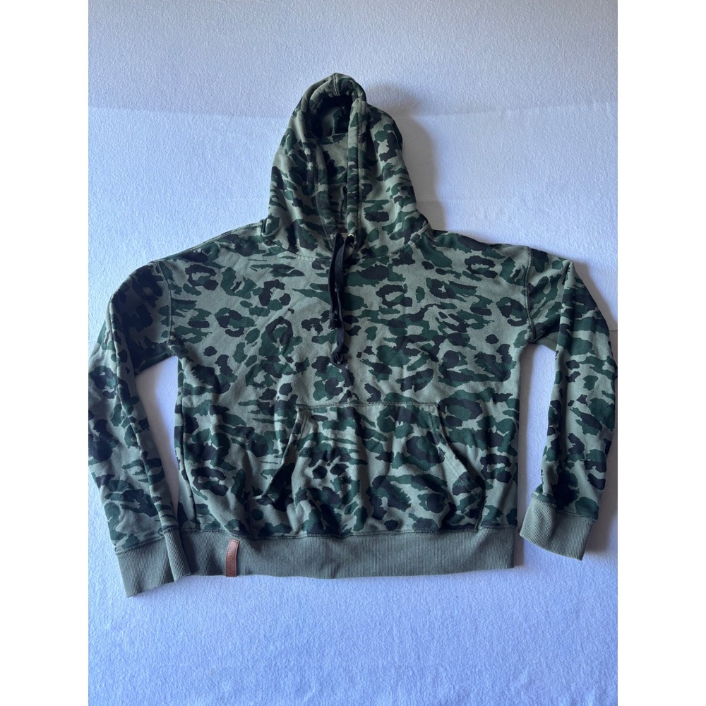 Ampersand Avenue Camo Print Hoodie Green Black XL Cotton French Terry Sweatshirt